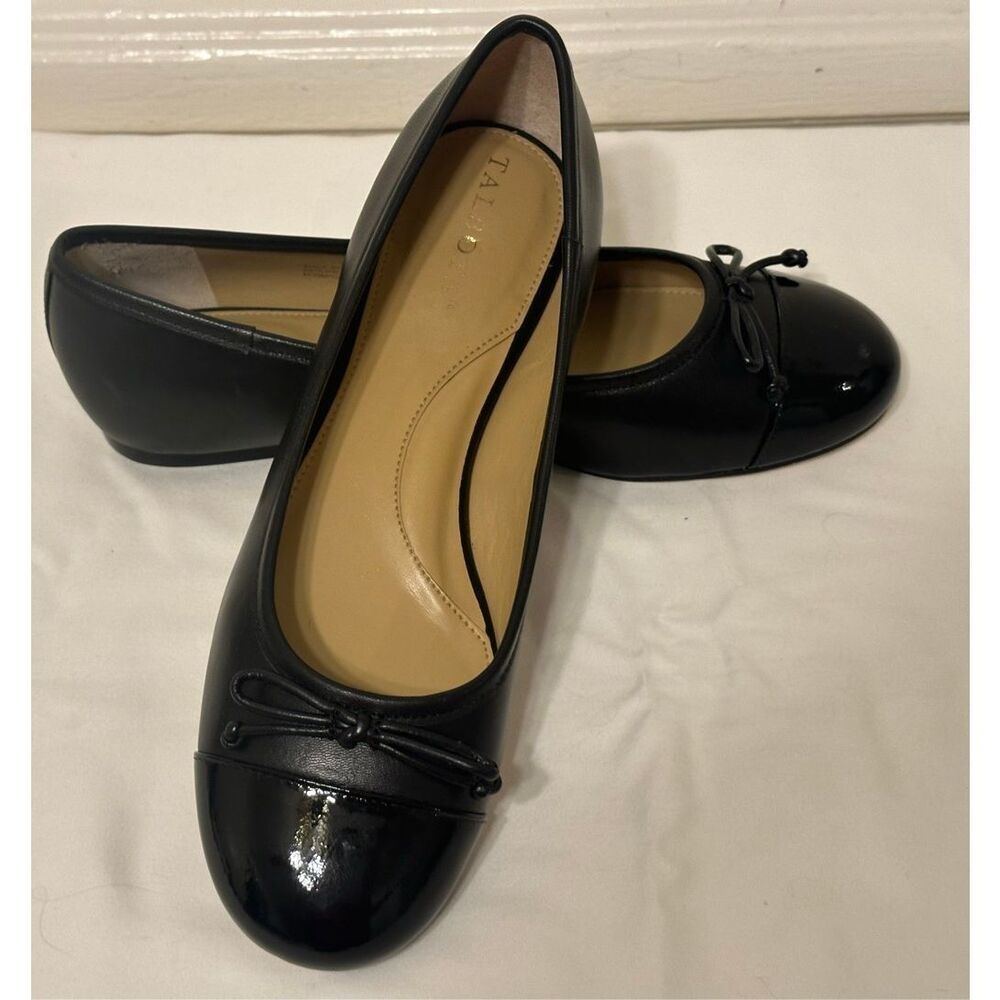 TALBOTS BLAIR CAP TOE NAPPA GENUINE LEATHER BALLET FLATS IN BLACK SIZE 7 new - Picture 6 of 16